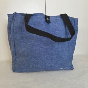 Tracker Blue Lunch Bag Tote with Black Straps and Insulated Lining